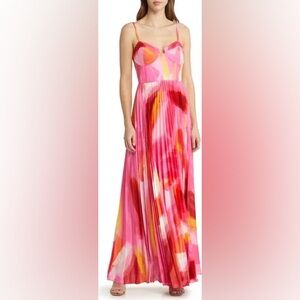 Hutch Mali Bustier Pleated Satin Gown